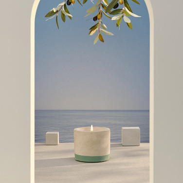 Свеча Bougies La Française в кашпо BETON, мята-лемонграсс, 9 х 9 х 7,5 см, 180 г