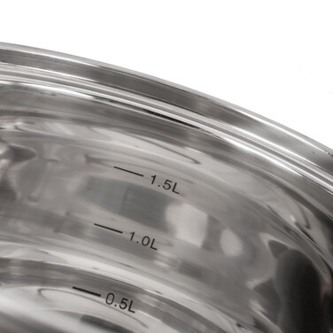 Ківш Fissman FELINA 16x10,5 см / 2,1л. зі скляною кришкою нержавеющая сталь (5337)