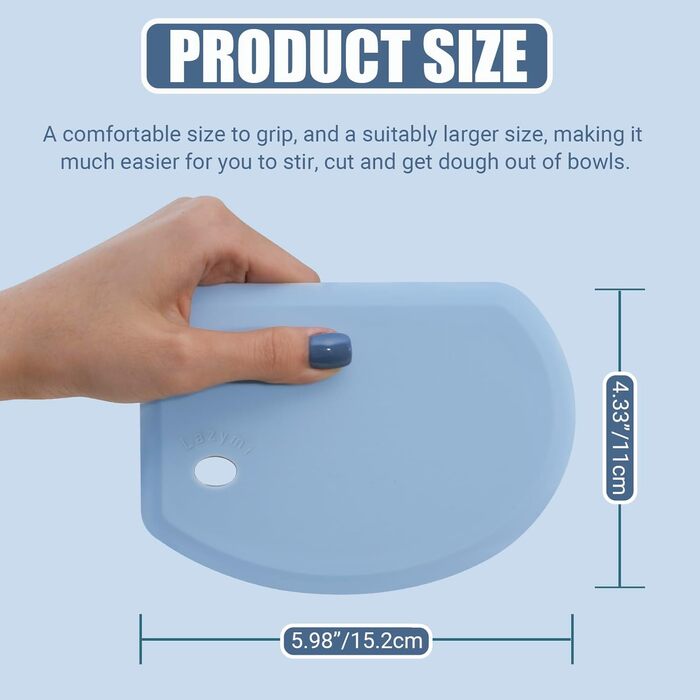 Гнучкий силіконовий скребок для тіста 15,2 х 11 см синій Lazymi