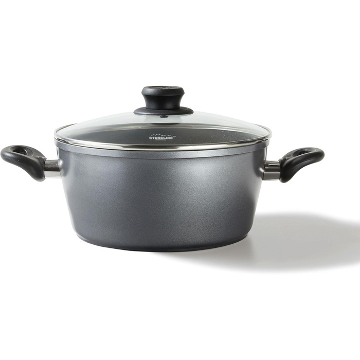 Каструля 7 л алюмінієва зі скляною кришкою 28 см STONELINE