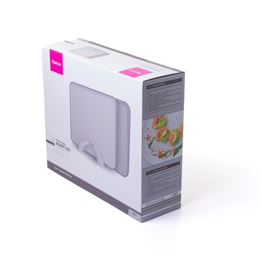 Набір з 2-х обробних дощок Fissman 34х28 см, колір СІРИЙ пластик, ТПР (8057)