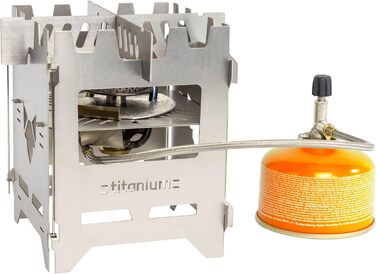 Хобо Преміум Складана вулична плита з термостійкої нержавіючої сталі XL-набір з багатьма аксесуарами Зроблено в Німеччині (вставка з нержавіючої сталі для газового пальника Trangia)