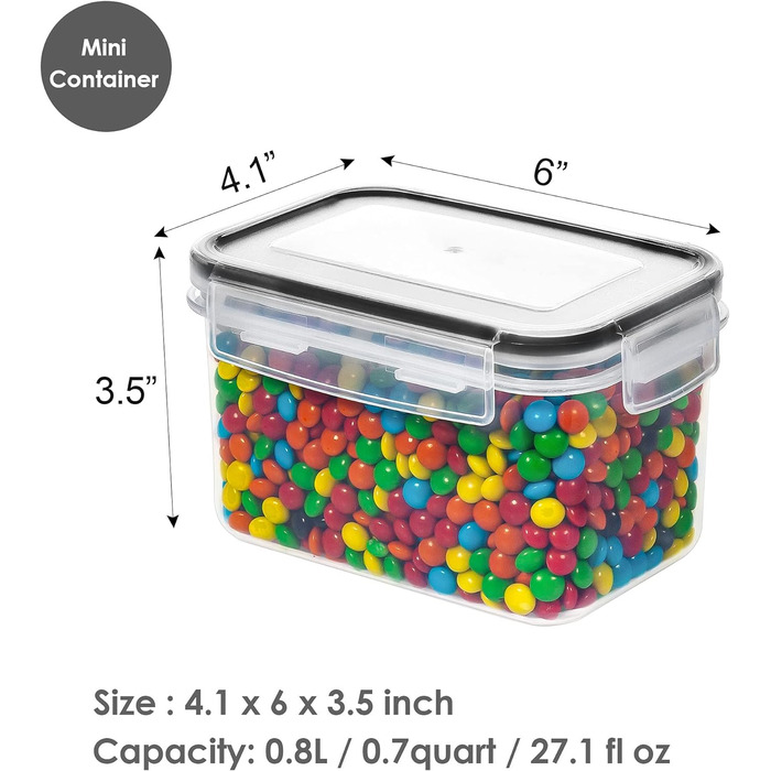 Набір ємностей для зберігання 0,8 л, 12 предметів, Vtopmart