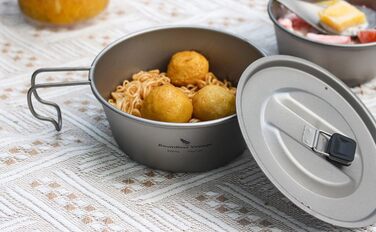 Титановая миска с крышкой для кемпинга 350 мл iBasingo