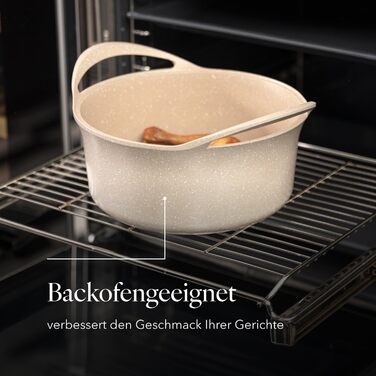 Алюмінієва каструля FLORINA 16 см 1,6 л Підходить для індукції Керамічне покриття, стійке до подряпин М&39яка ручка під дерево Термостійка Для всіх варильних поверхонь Легко миється (OSLO, 2,8 л - 20 см)