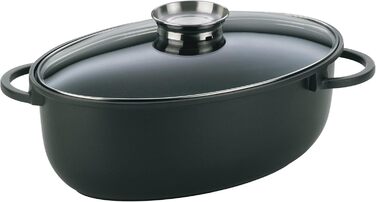 Жаровня 8 л овальна зі скляною кришкою з термометром для м'яса KERROS