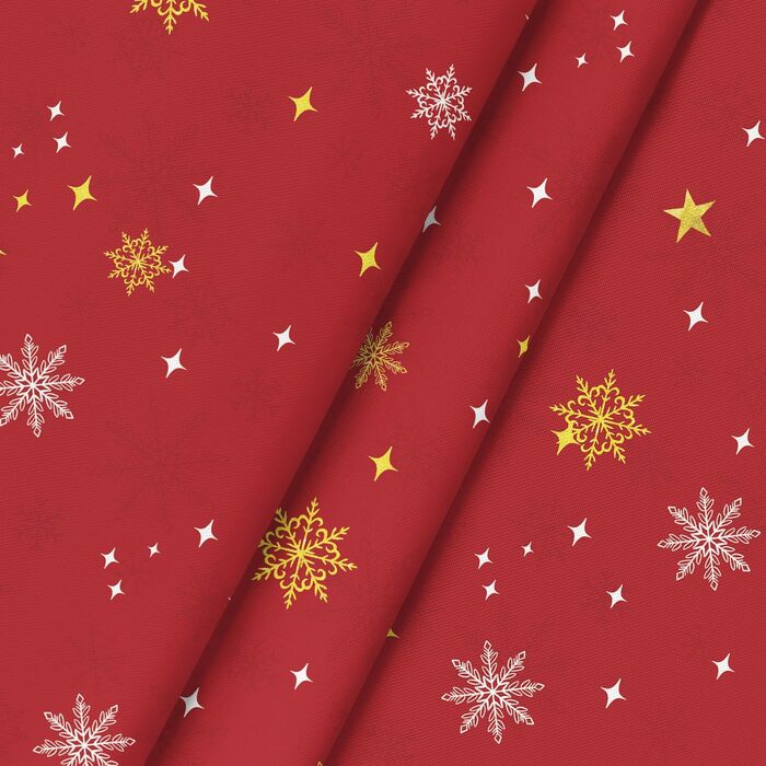 Модна різдвяна скатертина зі сніжинками, ялинками та зірками 140x110 см, зимова стійка до плям скатертина для кухні, декор для вечірки (кругла 120 см, червона)