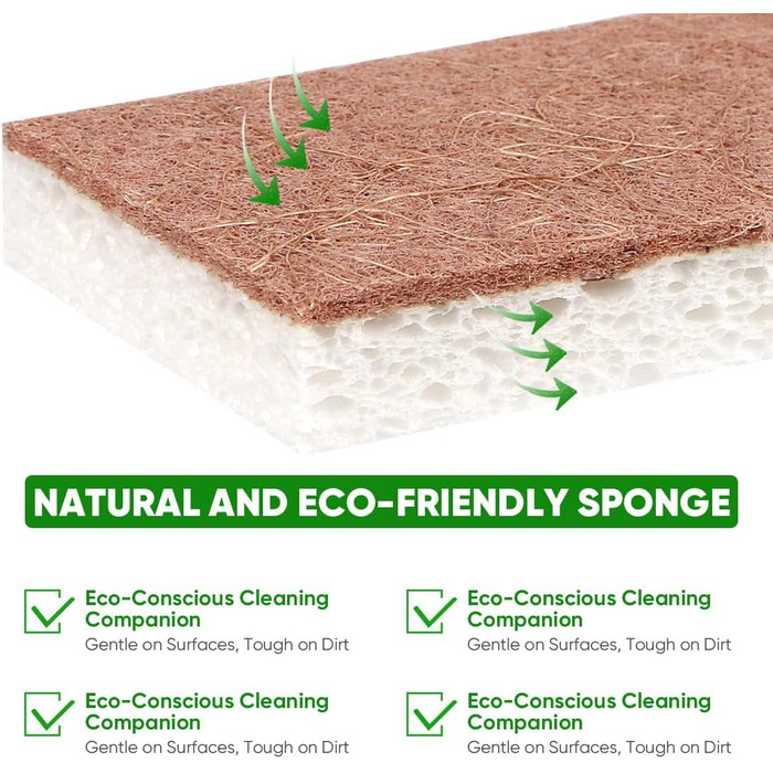 Набір натуральні губки для чищення кухні 24 шт. 10,2 x 6,1 x 2 см HOMEXCEL