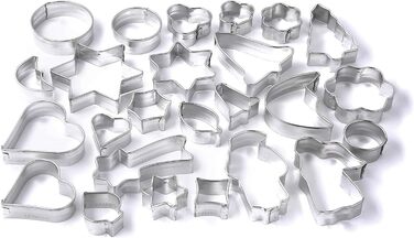 Набір формочок для печива Zenker з 25 шт. , кондитерська, формочка для печива для печива, печива та помадки, формочки для печива різних розмірів та з різними мотивами, кількість 1 x набір з 25 шт. , колір срібло A 1 - Упаковка одна