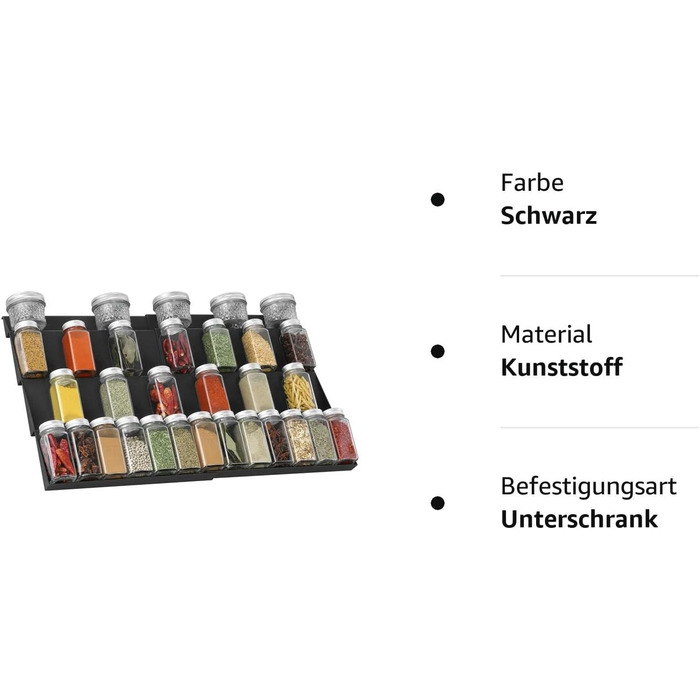 Організатор для спецій розсувний пластиковий, 30-60 см, чорний ionlyou