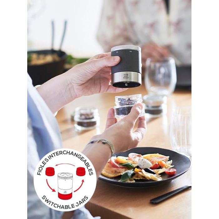 Подарочный набор, Мельница для перца, Мельница для перца, Графит, 11 см вкл. три банки для перца премиум-класса, 41748, древесина бука (Maestro Crus / Rservoir)