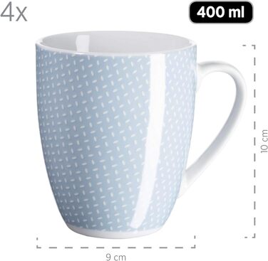 Набор посуды MSER 931566 Kitchen Time II на 4 персоны, 16 шт. Комбинированный сервиз с тонким рисунком, фарфор (синий)