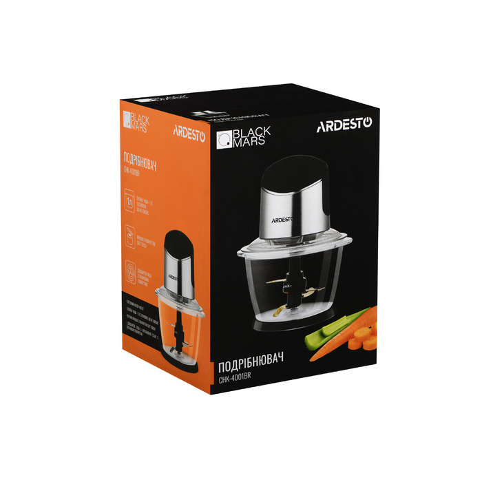 ARDESTO Измельчитель CHK-4001BR - 400Вт/1л/ покрытие soft touch/ серебр.-черный