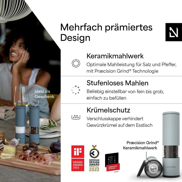 Набір з 2 млинів для солі та перцю, блакитний Lagom LARS NYSØM