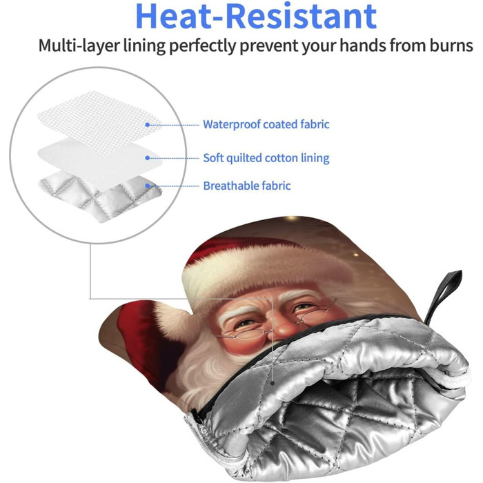 Набор из 2 рукавичек для духовки 15 х 28 см, Санта-Клаус ULKMFFCF