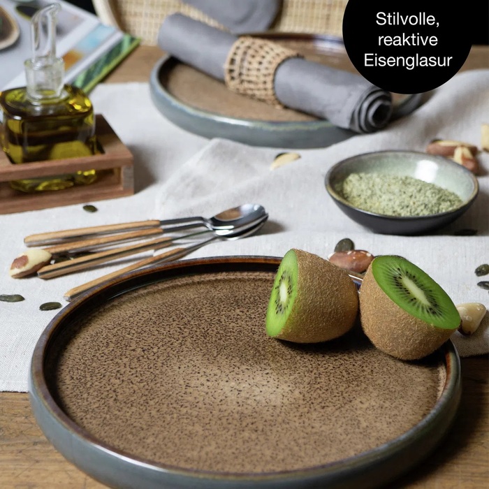 Набір з 4 десертних тарілок 21 см, світло-коричнева реактивна глазур Moritz & Moritz