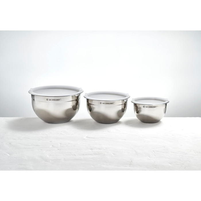 Набор мисок для смешивания с крышками, 3 предмета, нержавеющая сталь Le Creuset