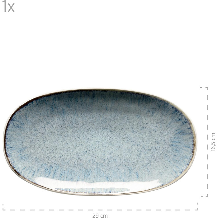 Набір сервірувальних тарілок Mser, керамограніт замороженого зеленого кольору, 39,0 x 21,0 x 25,0 сантиметрів (синій)