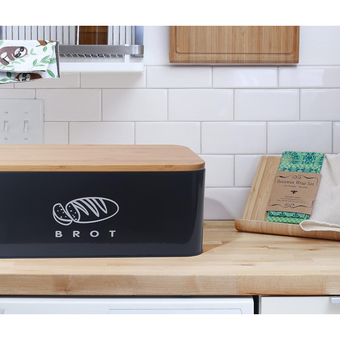 Хлібниця з кришкою 42 х 23 х 16 см чорний Theo&Cleo