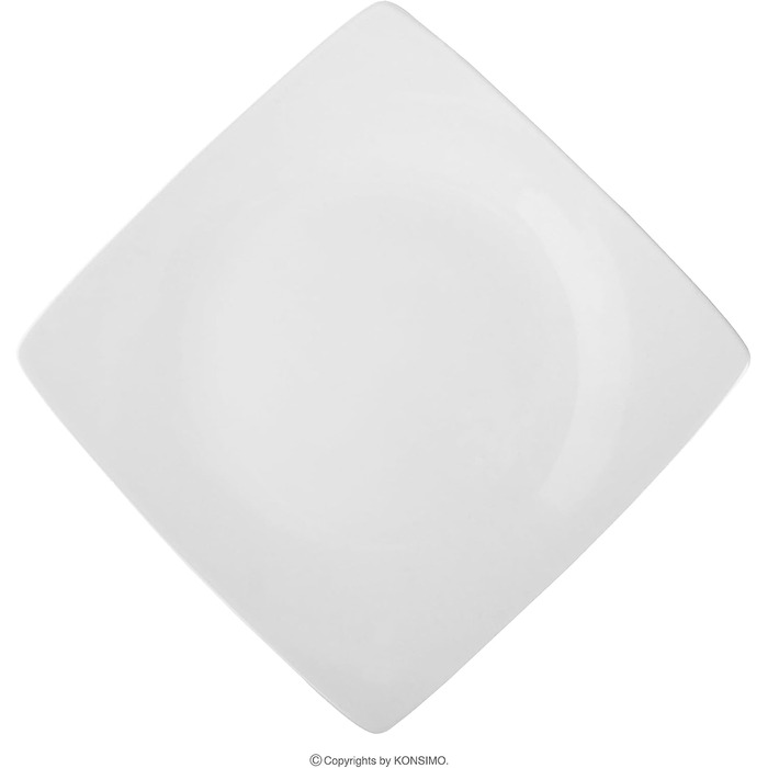 Консімо. Обідні тарілки на 6 персон - Набір з 6 тарілок - Посудомийні машини - Можна використовувати в мікрохвильовій печі - Набір керамічних тарілок - EPIRI Сучасна велика обідня тарілка - 25x25см - Black Matt (Білий)