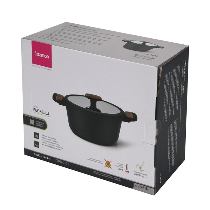 Кастрюля со стеклянной крышкой 26 см 5,44 л FEORELLA Fissman