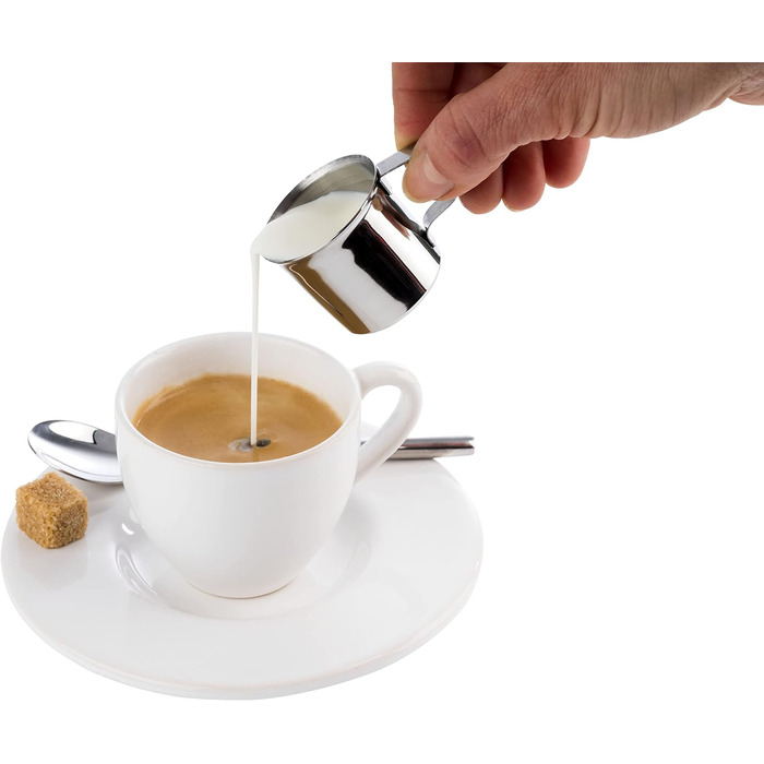 Набір глечиків для молока APS з 4 шт. , маленькі глечики для вершків для кави/молока, глечик для вершків, вміст 25 мл, одинарний з нержавіючої сталі