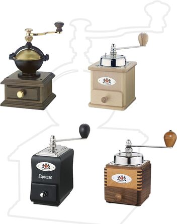 Ручна кавомолка Zassenhaus BRASILIA Бук 12 x 12,5 x 20 см для помелу кавових зерен Плавне регулювання помелу з оригінальною кавомолкою Zassenhaus (чорний бук)