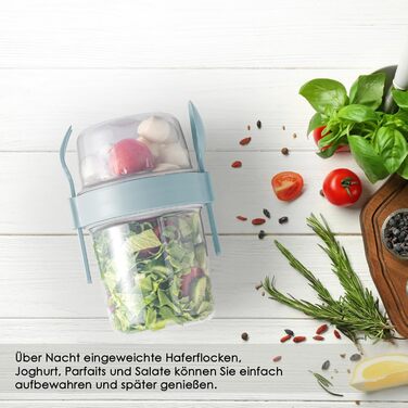 Стаканчик для йогурту IDOBY з ложкою та виделкою, набір з 4 шт. , 650 мл, 100 без бісфенолу А. Практичний стаканчик для пластівців, багаторазовий стаканчик для сніданку, ідеально підходить для школи та офісу.