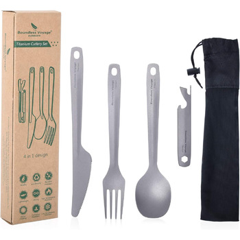 Титанові столові прилади для кемпінгу 4 предмети iBasingo