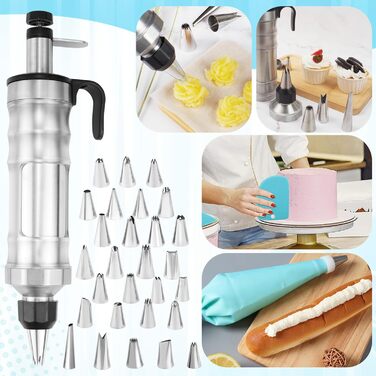 Шприц кондитерський з насадками для декору тортів і кексів, чорний Erzekrim