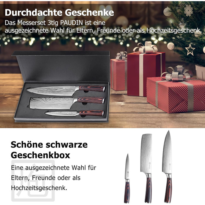 Набір кухонних ножів, 3 предмети PAUDIN