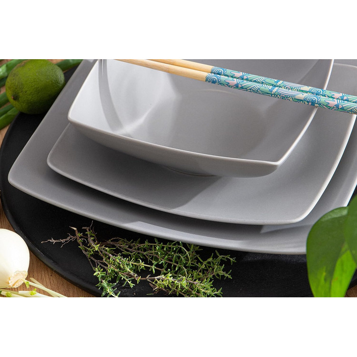 Консімо. Тарілки для сніданку на 6 персон - Набір з 6 тарілок для тортів - Керамічні десертні тарілки - EPIRI Сучасні маленькі тарілки - 221 см - Глянець (сірий)