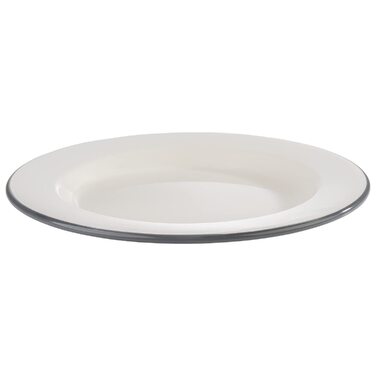 Набір з 2 плоских емальованих тарілок Ø 26 см, кремово-білий з сірим обідком Emaille APS