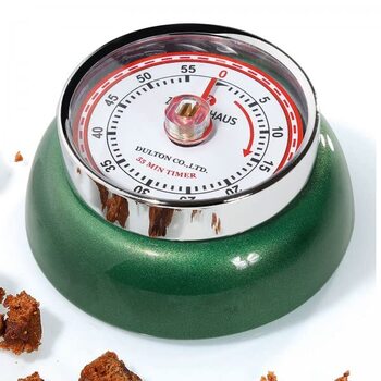 Кухонний таймер Zassenhaus ШВИДКІСТЬ Ø 7 см х 3 см Гоночний зелений без батарейок Корпус з нержавіючої сталі Таймер для яєць магнітний Ретро кухонний будильник аналоговий Кухонний годинник 55 хв з механічним регулюванням