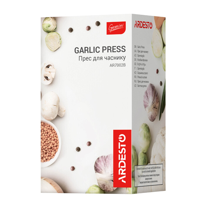 Пресс для чеснока ARDESTO Gemini, 12 см, нержавеющая сталь, пластик, черный