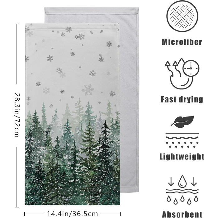 Різдвяні кухонні рушники Kwlegh, рушник для рук, різдвяна ялинка, цукерка-тростина, сніжинка, рушник для пальців, набір з 2 шт. , милий чоловічий банний рушник, високопоглинаючі рушники, 36 x (зимовий колір)