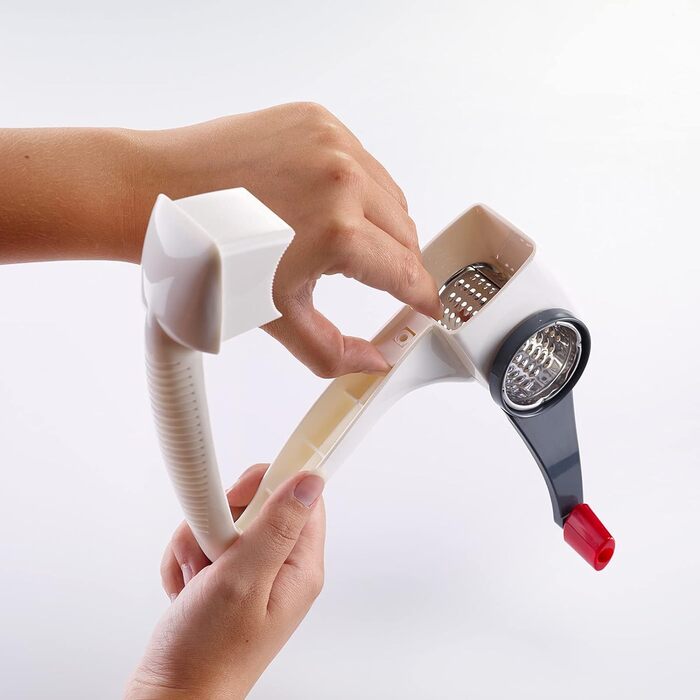 Барабанна терка/рубанок Westmark з 3 ріжучими барабанами та вбудованим плунжером, нержавіюча сталь/пластик, тріо, білий/антрацит, 11722260 (з лущильником)