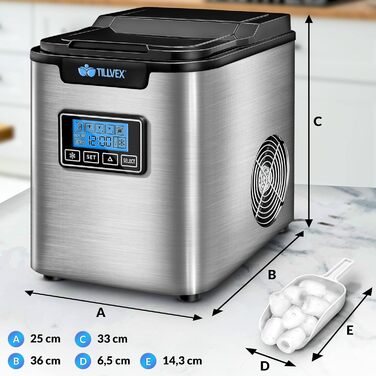 Льодогенератор з нержавіючої сталі 2,2 л 150 Вт tillvex