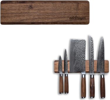 Магнітна стрічка з вишуканого дерева волоського горіха для стильної організації ножів 40 x 7 x 3,5 см (30 см)