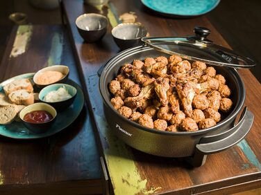 Многофункциональная сковорода Ø40см со стеклянной крышкой, антипригарное покрытие, 1.500 Вт, AHP1800Z, цвет черный (Ø 28.5 см)