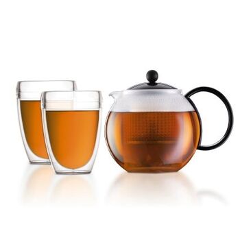 Чайник для заварювання з пресом 1 л і стакани 0,35 л, набір 3 предмета, Assam Bodum