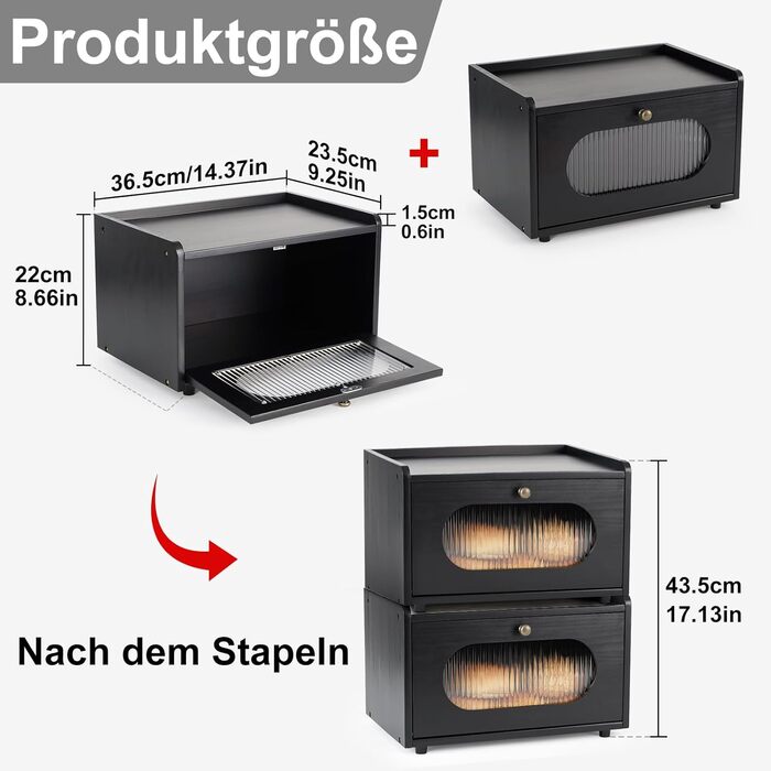 Хлібниця 36,5 х 23,5 х 22 см чорний GUUSII HOME