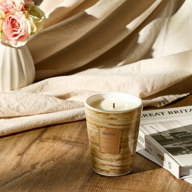 Велика ароматична свічка M&SENSE Чорні ароматичні свічки у склянці Ароматизована свічка з натурального соєвого воску Розслаблююча ароматерапія Подарунок для жінок та чоловіків, Різдво Час горіння 75 годин та 2 ґноти (тютюн-ваніль, 400 г)