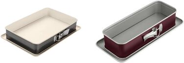 Прямоугольная пружинная форма 28 см BACK-TREND, форма для выпечки с защитой от протечек, квадратная форма для выпечки из стали с антипригарным покрытием, армированным керамикой (цвет крем/антрацит), количество (38 x 25 см, комплект с пружинной формой 30 x