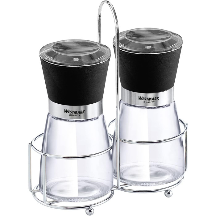 Дисплей Westmark, Вміст 6 дозаторів, Ємність 190 мл кожен, Скло/нержавіюча сталь/пластик, Прозорий/Чорний/Сріблястий, 63592611 (кружний, , Прозорий/Чорний/Сріблястий)