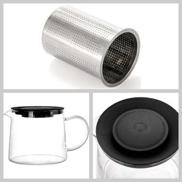 Чайник заварочный стеклянный 1,5 л с фильтром для чая Tebery