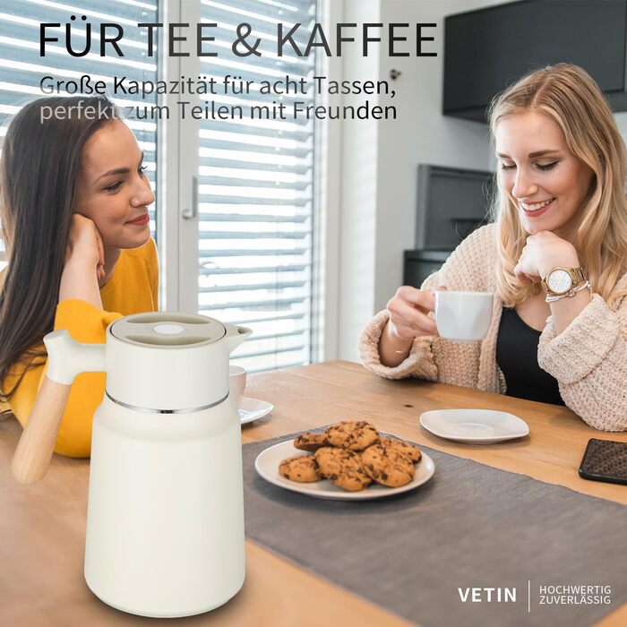Термос-кавник 1,5 л нержавіюча сталь, білий VETIN
