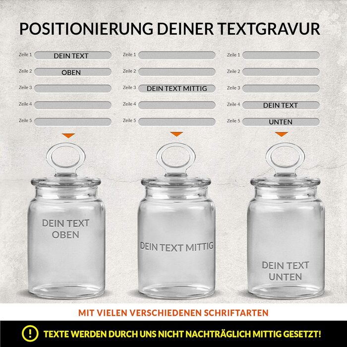 Скляна банка для печива PR Print Royal з гравіюванням - Створіть своє власне ім&39я або вислів як подарунок на день народження чи Різдво Персоналізований подарунок (800 мл)