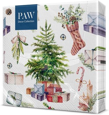 Серветки 3-шарові (33 x 33 см) 20 шт. Різнокольорові паперові серветки, ідеальні для різдвяного столу Серветки - Різдво, зима, зірки, сніг, сніговики (Різдво вдома)