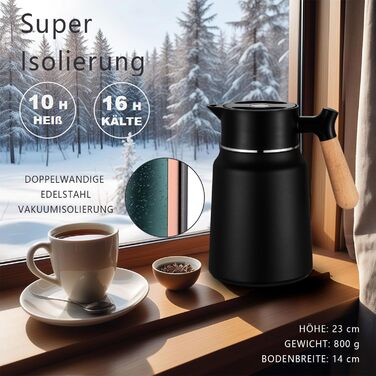 Термос-кавник 1,5 л нержавіюча сталь, чорний VETIN